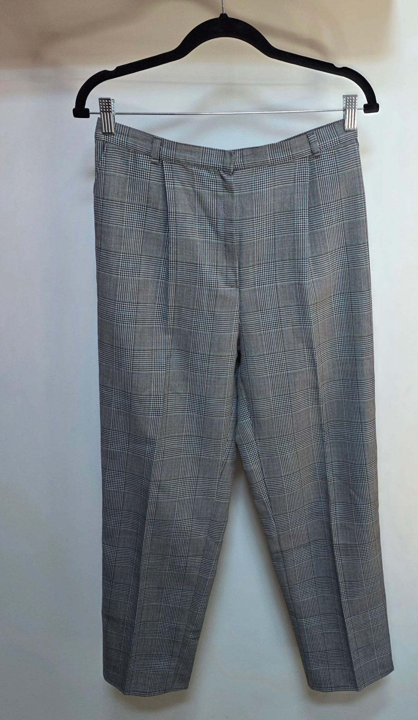 Pantalon à pinces prince de galles gris taille haute 38 M pantalon tailleur vintage